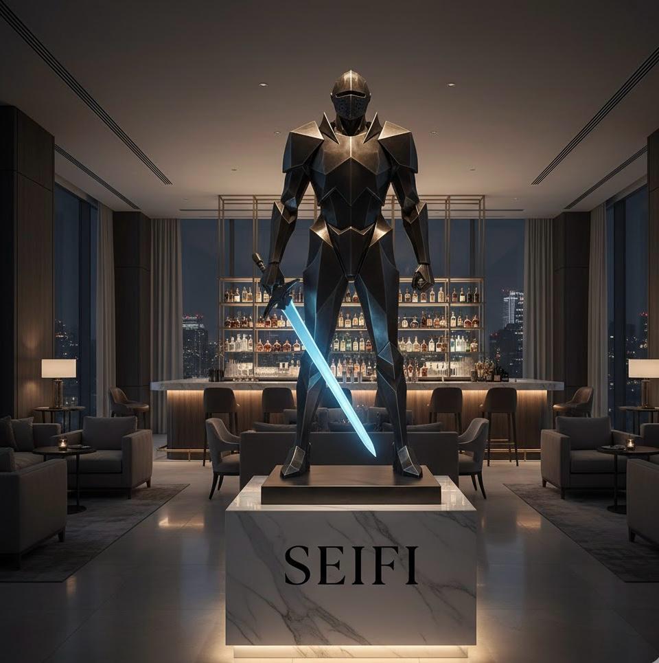 Escultura orgánica tallada en piedra sobre pedestal moderno